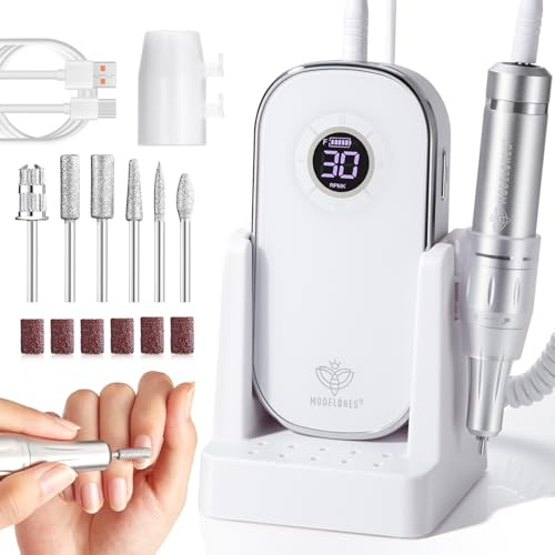 Modelones Nagelfräser Professionell, Tragbare Fräser für Gelnägel 35000 RPM mit LCD Display, Nail Drill für Acryl Gel Nägel, Elektrische Nagelfeile Fräser Maniküre Pediküre Set für Salon und Zuhause