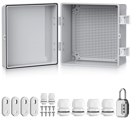 EYPINS Wasserdicht Verteilerkasten IP67, Anschlussdose Wasserdicht ABS Kunststoff Gehäuse außen Steckdosenkasten, Schaltkasten, Stromkasten mit Montagezubehör 30x30x17cm | Grauer Schaltschrank