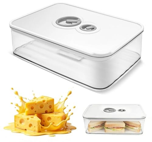 Ufdeoton Käsedose Kühlschrank mit Deckel 1250ML Käsebox Kühlschrank mit Timer KühlschrankBoxen Stapelbar Kühlgeeignet für Käse Aufbewahrung, Wurst und Schinken