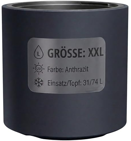 FRAMADO Pflanzkübel rund inkl. Einsatz – Moderner Blumentopf Übertopf aus Kunststoff matt – Frostbeständig & UV-sicher – Garten, Balkon & Innen – Anthrazit & Weiß – Größen L, XL, XXL