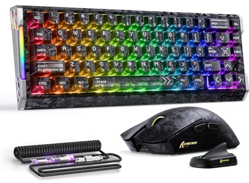 ATTACK SHARK Déclencheur rapide en fibre de carbone 8000 Hz Clavier de jeu magnétique filaire remplaçable à chaud, 42K DPI PAW3950 MAX TRI-Mode, souris sans fil Polling 8K, éclairage RVB Câble spiralé