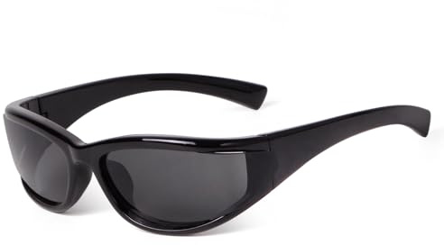 Laurinny Trendy Wrap Around Sunglasses for Women Men Y2K Oval Futuristic | Rave Sun Glasses,Running,Driving,Fishing,Golf