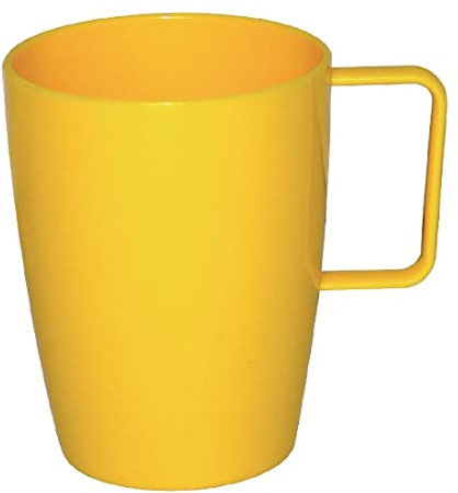 Olympia Kristallon Polycarbonate Plastic Handled Beakers Set 284 ml (Pack of 12), Yellow, Unbreakable & Shatterproof, Picnic Cups, Cold & Hot Drinks up to 100°C, Dishwasher Safe, CE286