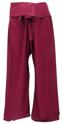 Fischerhose aus Viskose, Fisherman Pants, Wickelhose, Unisex, dunkelrot | Bequeme Wickelhose, Taillenumfang 80-120 cm, weit geschnitten, ideal für Yoga und Entspannung.