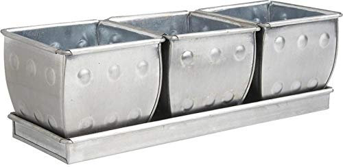 AUBRY GASPARD Jardinière 3 Pots en Zinc brossé