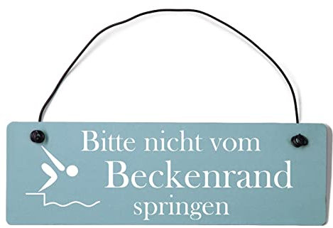 Homeyourself Bitte Nicht Beckenrand springen Dekoschild Türschild gelb mit Draht