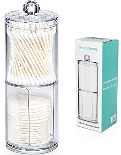 SheeChung 2 Pack Acrylic Stackable Cotton Round Holder with 10oz &12oz