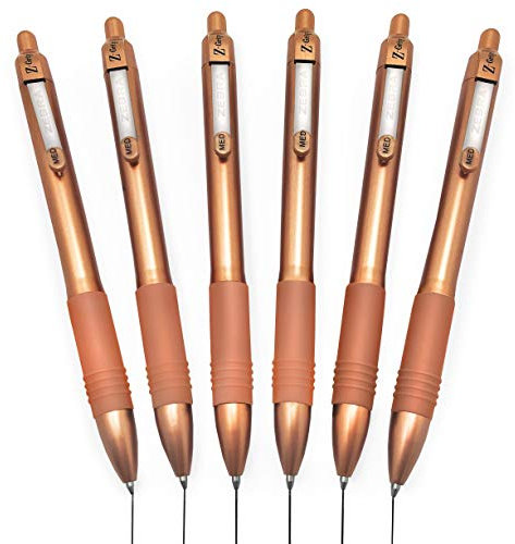 Zebra Z-Grip Smooth Retractable Ballpoint Pen - 1.0mm - Rose Gold Barrel - Black Ink - Pack of 6