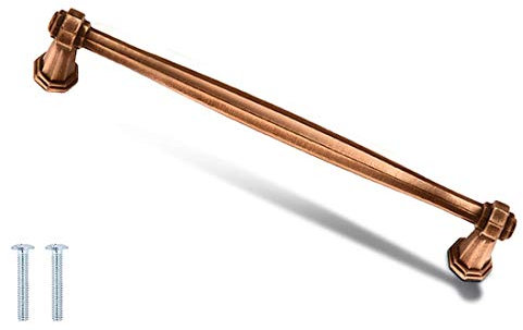 Decoranddecor Antique Brass Copper Silver Matt Black Pewter Door Pull Handle Kitchen Cupboard Cabinet Drawer Pull (224mm Hole Center, Antique Copper)