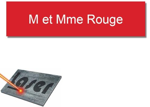Plaque gravée pour nom boîte aux lettres autocollante 10x2,5cm personnalisée 1 à 3 lignes Rouge