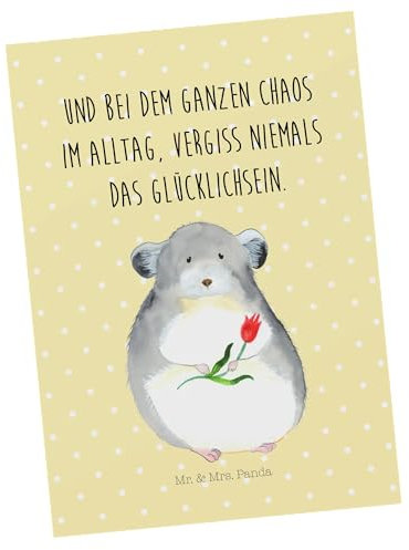 Mr. & Mrs. Panda Postkarte Chinchilla Blume - Geschenk, Kummer, Tiermotive, Einladung Geburtstag, Gute Laune, Büro, Dankeskarte, Ansichtskarten,