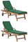 vidaXL 2X Teak Massiv Sonnenliege mit Auflagen 2 Rädern Gartenliege Holzliege Relaxliege Rollenliege Strandliege Liege Gartenmöbel Grün