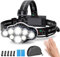 MLIAIMCE Lampe Frontale,Torche Frontale 18000 Lumens 8 LED 8 Modes d'éclairage,Lampe Frontale LED Ultra Puissante Rechargeable USB 90° Réglable Étanche et Léger Pour Pêche,Camping,Lecture,Randonnée