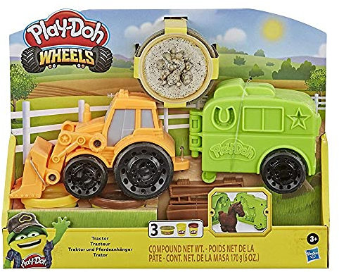 Play-Doh Wheels Tracteur de Ferme, Jouet pour Enfants avec 3 Pots de pâte à Modeler atoxique, dès 3 Ans