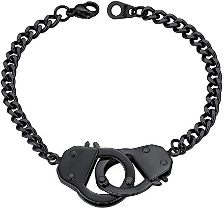 PROSTEEL Friendship Bracelets For 2 Partner In Crime Handcuff Jewelry Men Cool Black Chain Bracelet