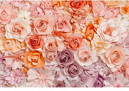 Pastell Tapete mit Blumen | Romantische Rosen Fototapete in Rosa Apricot und Lila | Florale Schlafzimmer Fototapete aus Vlies