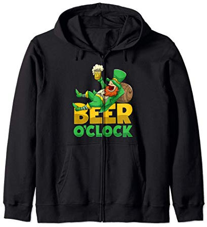 St. Patrick's Day Irish Leprechaun Bier Uhr Getränk Kapuzenjacke