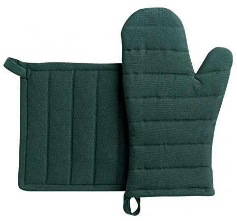 Set aus recyceltem Topflappen/Ofenhandschuh Jona 15 X 30 tannengrün 15 x 30 cm Winkler