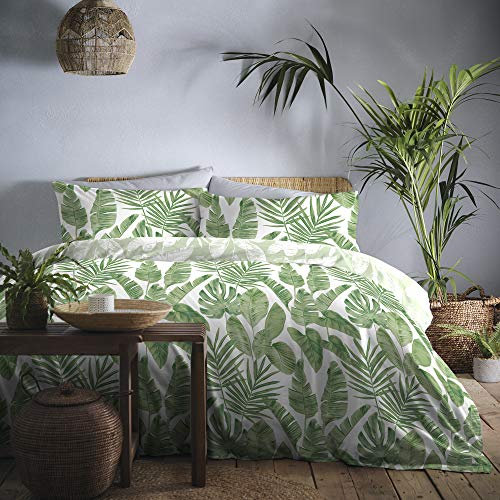 Dreams & Drapes Tahiti – pflegeleichtes Bettbezug-Set, 1 Stück, Einzelbettgröße in Grün