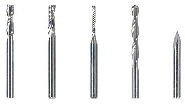 Snapmaker - Puntas CNC (5 fresas) - Snapmaker - Carburo de tungsteno - TiAlN - Extremo de bola|Extremo en V - Corte central - Bits de fresado CNC - Bits