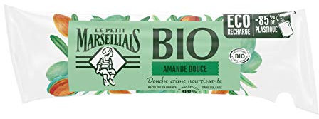 Le Petit Marseillais | Recharge Crème de Douche Nourrissante BIO Amande Douce (berlingot de 250 ml) – Gel douche avec 98 % d'ingrédients d'origine naturelle – Éco-recharge -85 % de plastique