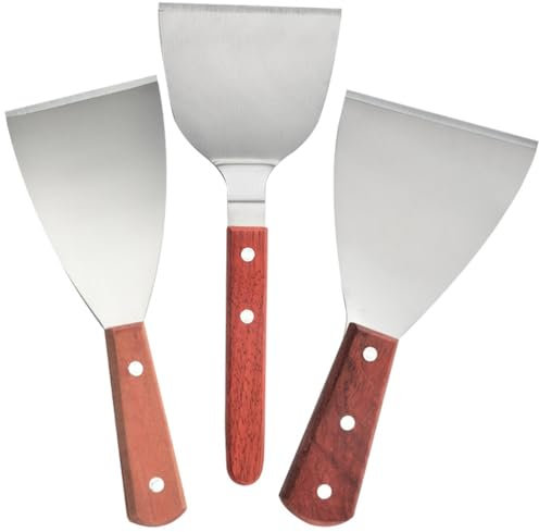 Cabilock 3pcs Stainless Steel Pancake Spatula Set Steak Spatulas Burger Turner Steak Turner Griddle Scraper Metal Cooking Spatulas Tools