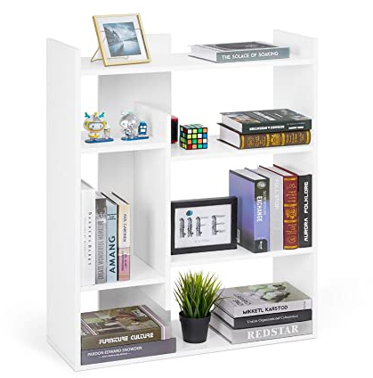 Meerveil Bücherregal, Bücherschrank mit 4-Stufigen Displayregalen Moderner Stil für Büro Arbeitszimmer Wohnzimmer Korridor, 72 x 26 x 90 cm, Weiß