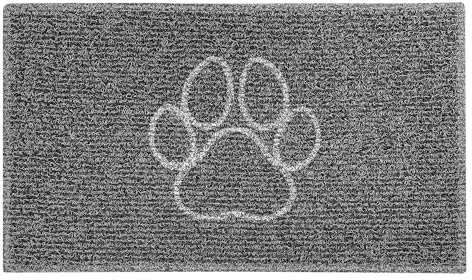 Nicoman PAW Embossed Shape Door Mat-Trapper Jet-Washable Doormat-(Use Indoor or Sheltered Outdoor), Medium (75x44cm), Black with Grey