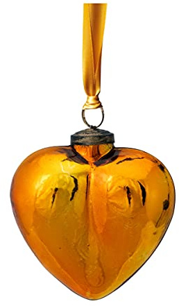 Pip Studio Ornament Glass Baumanhänger Heart Yellow 12,5 cm