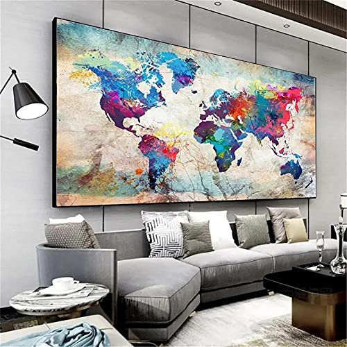 Likixin 5D DIY Diamant Painting Bilder groß,Weltkarte Diamond Painting Set Vollbohrer,Diamant Malerei Erwachsene & Kinder Crystal Strass Stickerei Cross Stickerei Home Dekoration 40x80cm/16x31in