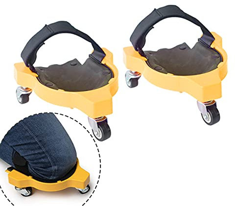 Rodilleras Trabajo Suelo con Ruedas, Rodilleras Enrollables, Rodilla dprotección Multifuncional Ahorro de trabajo para trabajar, jardín, construcción de trabajo, reparación de autos,Amarillo