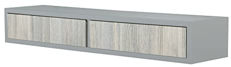 MODULARREDO | Domino, Wandregal mit Schublade, Nachttisch, Wandregal, 88,2 x 13,4 x 20 cm, steingrau – Made in Italy