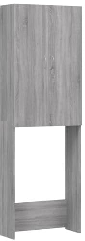 vidaXL Armario de Lavadora Cuarto de Baño Aseo Inodoro Secadora Estantería Estante Muebles Mobiliario Colada Almacenaje Gris Sonoma 64x25,5x190 cm