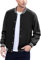 COOFANDY Herren-Bomberjacke mit Lederärmeln, Baseballjacke, Letterman, Bomberjacke, Pitch-Black, M