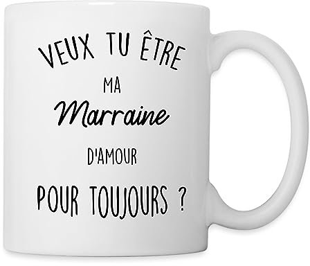 Spreadshirt Veux Tu Être Ma Marraine d'Amour Demande Marraine Mug Blanc, taille unique, blanc