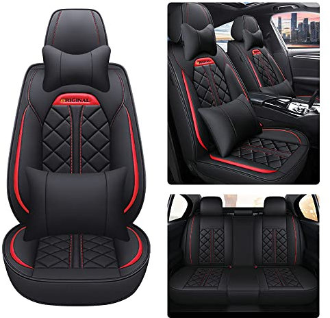 Autositzbezug Für s52, Komplettset 5 Sitze Allwettereinsatz Auto Ledersitzbezug, Deluxe - Schwarz