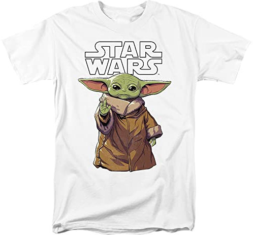 Cotton Soul Star Wars Vader Vertical Text, Unisex T-Shirt, Weiß, Weiß - Mandalorian Grogu Calm, S