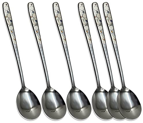 Balwoo [6 Stück] [Made in Korea] Suppenlöffel im koreanischen Stil, 21,6 cm, Premium 430 (18/0) Edelstahl, Dessertlöffel, Esslöffel, Reislöffel, Eisportionierer (die Milchstraße)