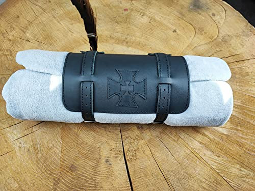 Deckenrolle Malteser schwarz von ORLETANOS kompatibel mit Harley Davidson Jackenrolle Roll-Up Deckenhalter Reisekoffer Lederrolle Werkzeugrolle Koffer Sissybar