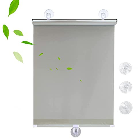 Tende oscuranti con ventose,anti-UV tenda avvolgibile di 30-75 cm di larghezza,frangisole automatici a scomparsa,senza forare,tende temporanee portatili per porte e finestre,Grey-58x125cm/23x49in
