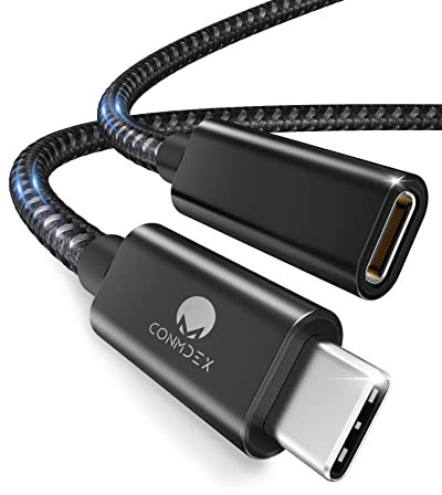 CONMDEX USB C Verlängerung 0.3m USB 3.2 Kabel TypC Stecker auf Buchse Verlängerungskabel 10Gbit/s,5A/100W,4K Video/Audio Sync-Extender Kompatibel mit PSVR2,M1 M2 Max MacBook,Galaxy S23/S22,Schwarz