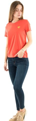 ONLY Damen ONLKITA Life S/S Logo TOP NOOS T-Shirt, Cayenne/Print:Gold Glitter Heart, M