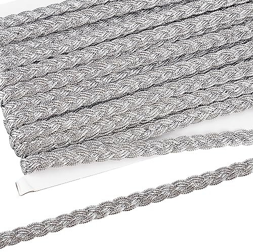 FINGERINSPIRE 18 m Metallischer Zopf Spitzenbesatz 11 mm Breit Filigranes Gewelltes Spitzenband Silberne Verzierung Spitzenbesatz Band Für Selbstgemachte Kleidung Dekoration Nähzubehör