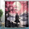 CLoxks Wasserdichter Duschvorhänge Japanisch Samurai, Anime Duschvorhang 180x200 Anti-Schimmel - Duschvorhang Textil für Badewanne mit 12 Haken