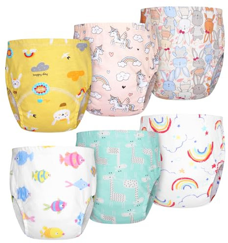 Aolso Töpfchen-Trainingshosen, 6 Stück Baby-Kleinkind-Trainingshosen, Kinder Töpfchen Trainingshose für Mädchen Jungen, 100% Baumwolle, Waschbar und Wiederverwendbar (Mädchen-110)