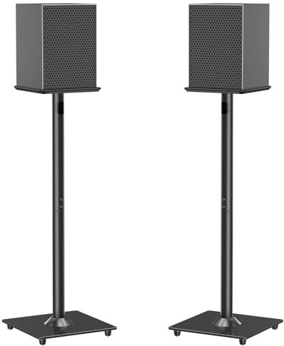 ELIVED 1 paire de supports de haut-parleur universels, hauteur : 785 mm, avec base en verre, pour haut-parleurs satellite, étagère, gestion des câbles intégrée, pour Bose JBL Sony, etc., capacité de