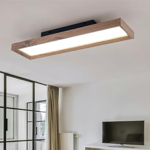 Gorssen LED Deckenleuchte Holz,30W Modern LED Deckenlampe 4000K Natürliches Licht Deckenlampe für Schlafzimmer Esszimmer Arbeitszimmer für Schlafzimmer Wohnzimmer Flur Büro Arbeitszimmer