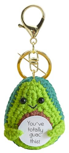 FANCYWUXI Positive Avocado Pocket Hug, Lustige Gestrickte Avocado mit Schlüsselanhänger, Mini-PlüSch Figuren Positive Avocado Puppe, Geschenk Für Freund Avocado Puppe