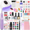 Acryl Nagelset 12 Farben Acrylpulve mit Nagelfräser Nail Primer und UV Lampe für Gelnägel Nägel Selber Machen Kit Nagelset Gelnägel Starterset Nageldesign Nagelset