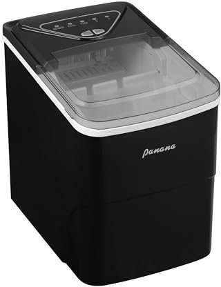 Panana Ice Maker Machine, Counter Top Electric Ice Cube Maker For Home, Ice In 6-7 Mins, Portable, Kitchen Bar Party, 2 L, Self Cleaning, Touch led Buttons,Scoop & Basket included, Black